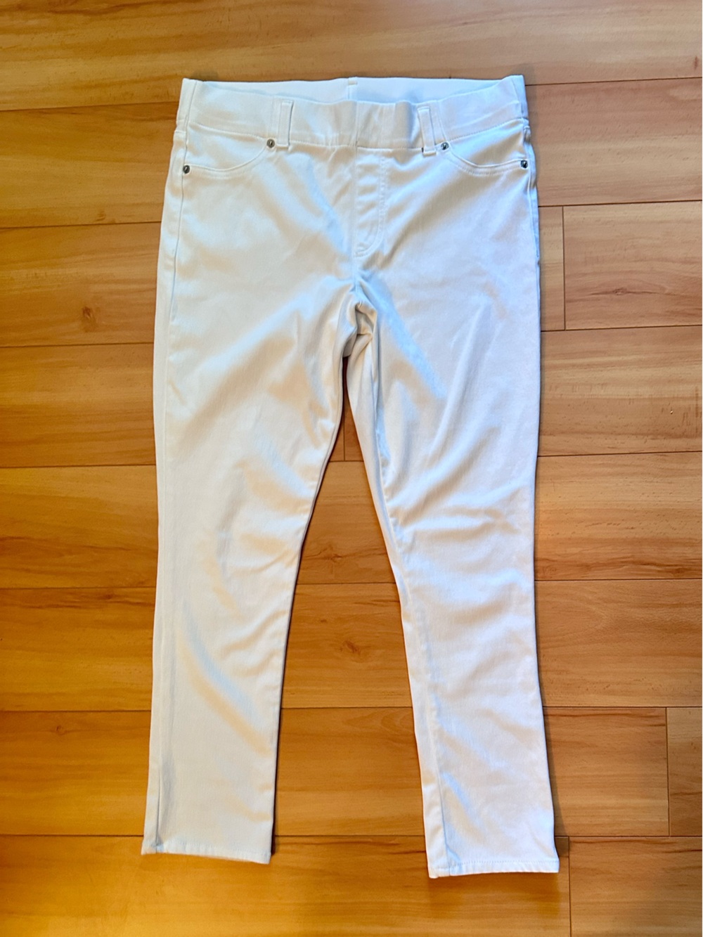 Mixit White Skinny Pull-On Pants size Large Stretch Legging pockets slide-on